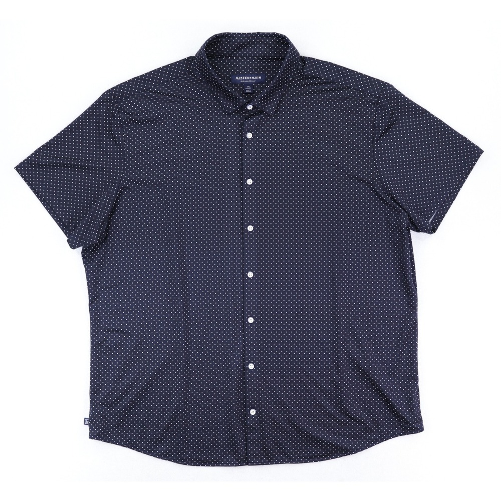 Mizzen+Main Button Down Mens XXL Navy Polka Dot Performance Shirt 1KS-0529-K